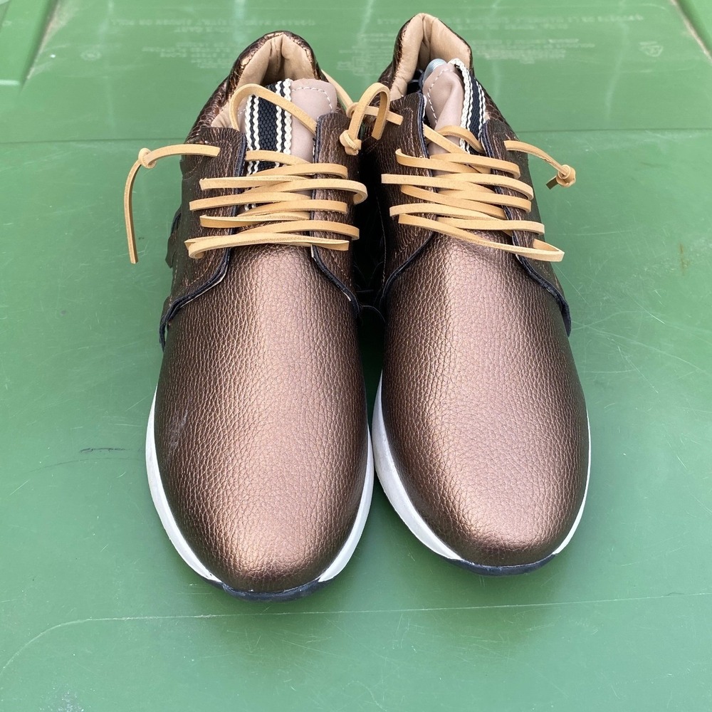 Shu Shop Pepa Bronze Metallic Fringe Platform Sneakers 229 Bronze 7.5 - Picture 2 of 8